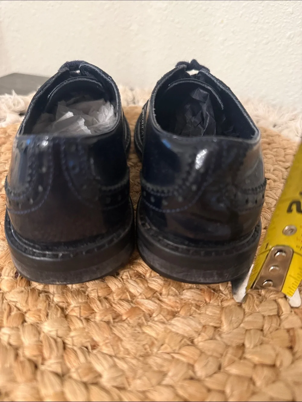 Gucci Kids BLack Patent Leather Wingtip Brogue Lace Up Shoes Size EU 27 US 10.5